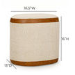 TOV Furniture Huche Cotton Jute and Vegan Leather Oval Contract-Grade Pouf