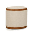 TOV Furniture Huche Cotton Jute and Vegan Leather Oval Contract-Grade Pouf