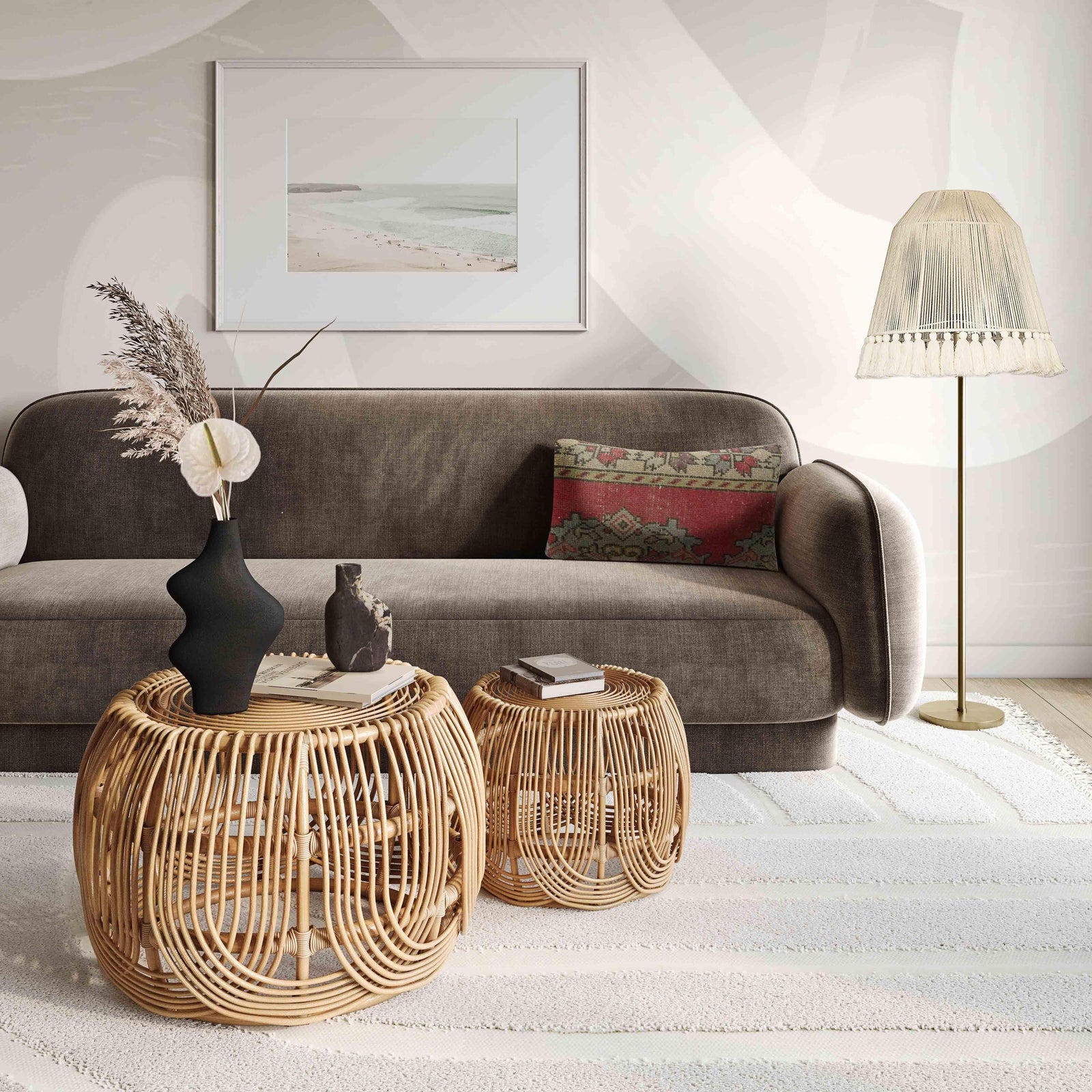 TOV Furniture Azrina Rattan Nesting Table