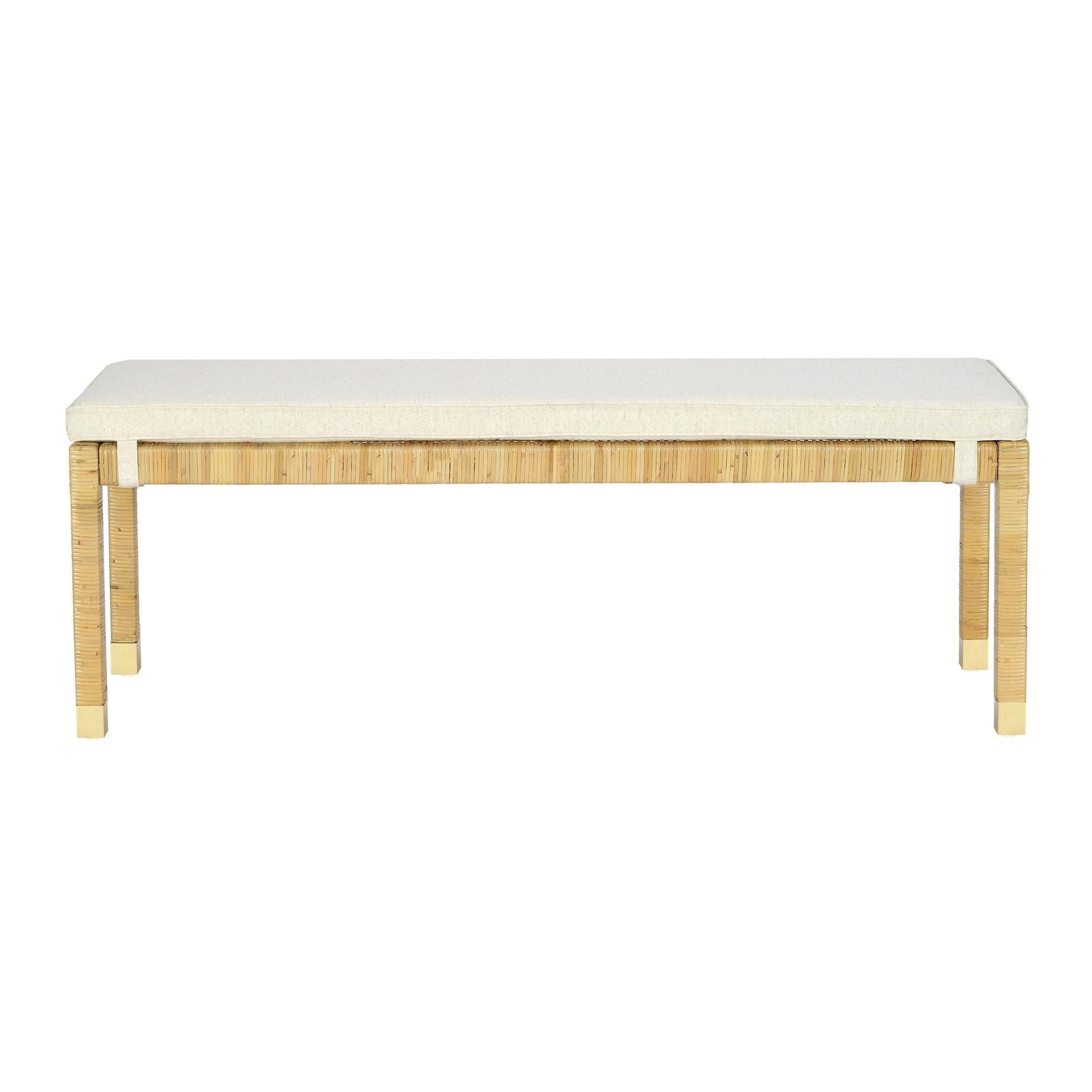 TOV Furniture Amara Cream Linen Bench Clearance
