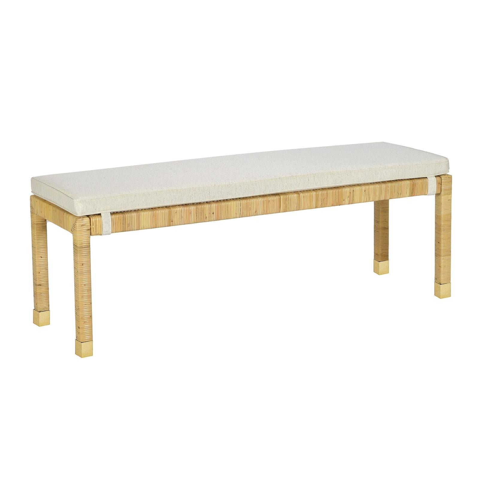 TOV Furniture Amara Cream Linen Bench Clearance