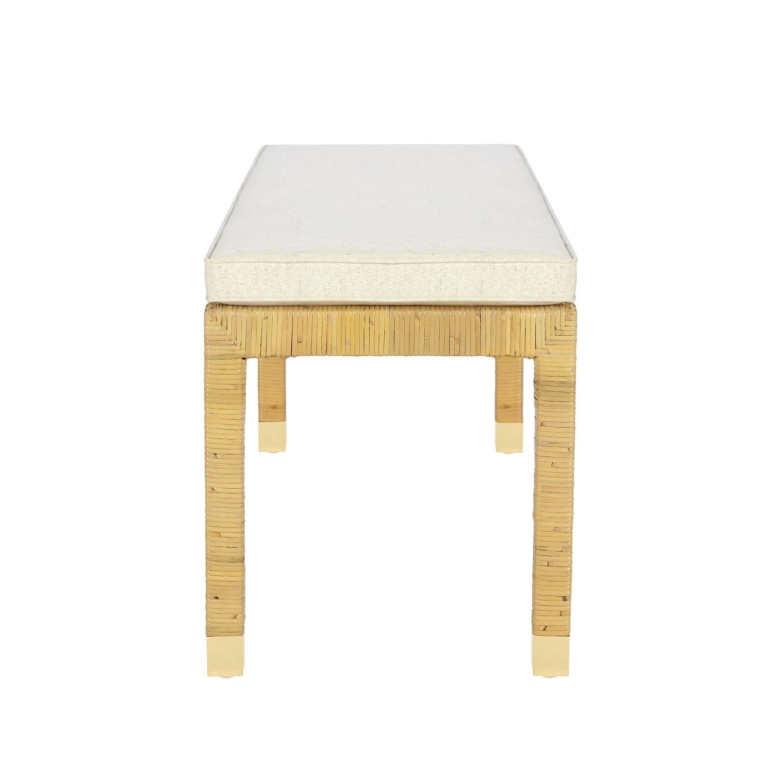 TOV Furniture Amara Cream Linen Bench Clearance