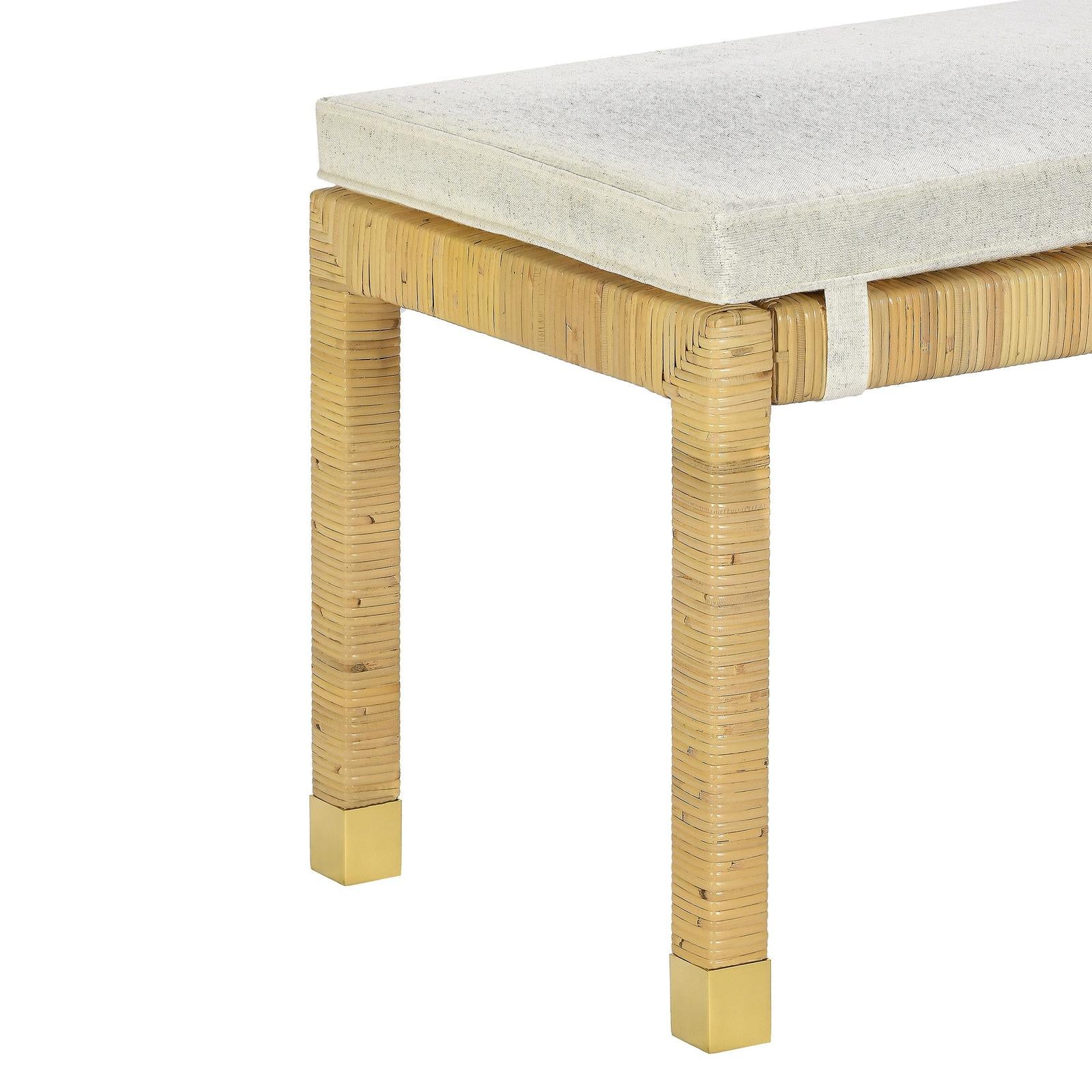 TOV Furniture Amara Cream Linen Bench Clearance