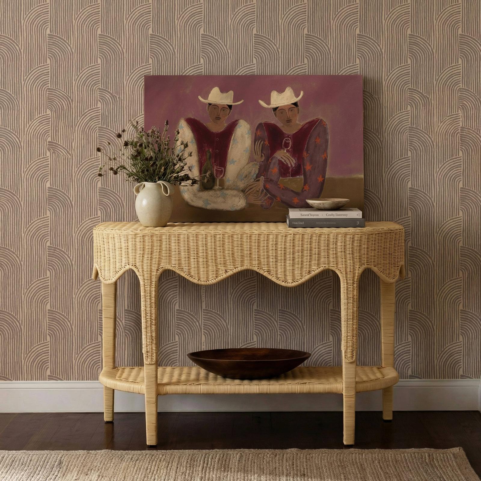 TOV Furniture Sally Natural Rattan Console Table