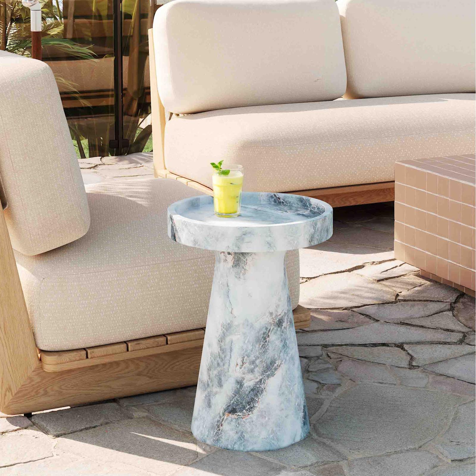 TOV Furniture Zara Faux Aegean Marble Indoor/Outdoor Side Table