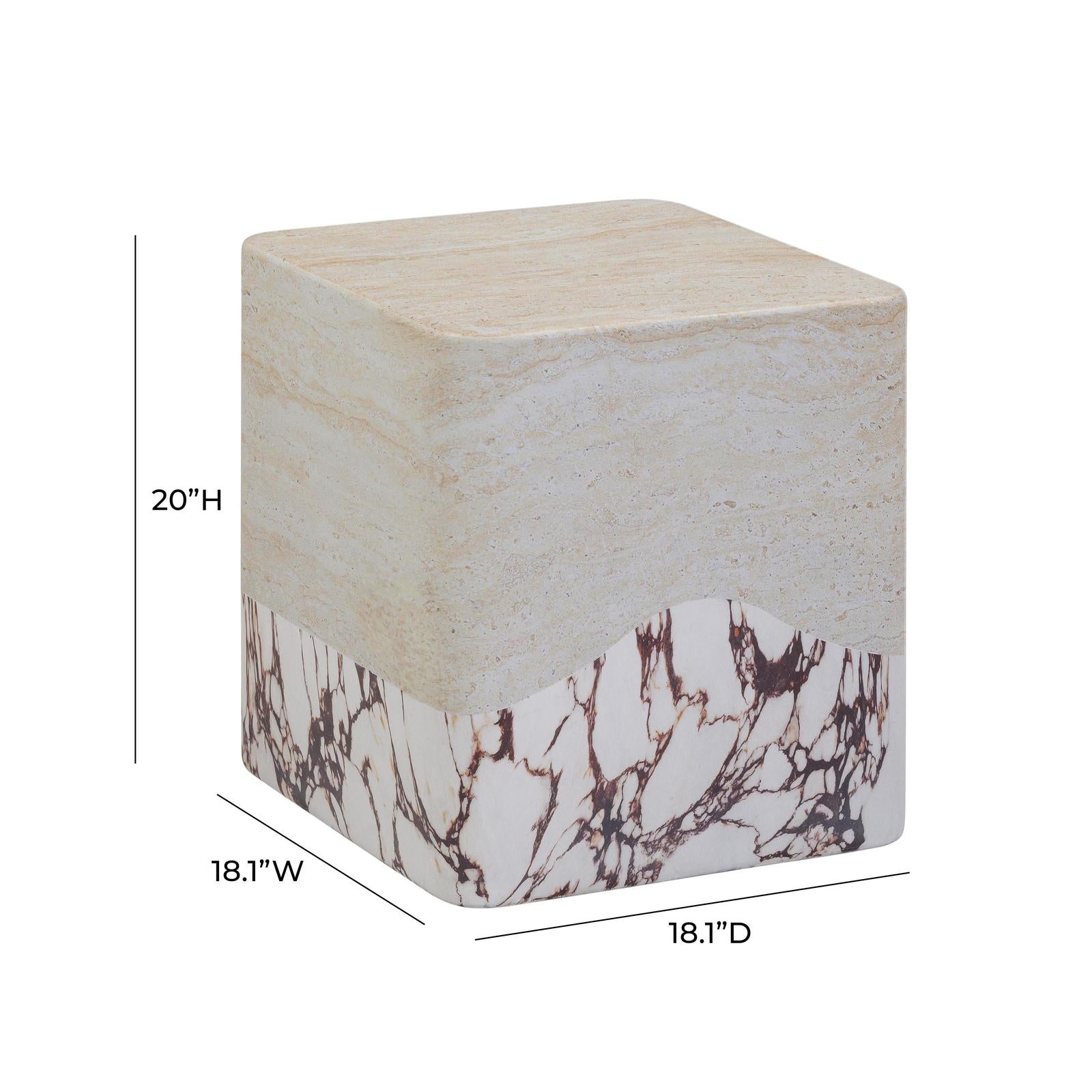 TOV Furniture Brut Faux Travertine & Breccia Concrete Indoor/Outdoor Side Table