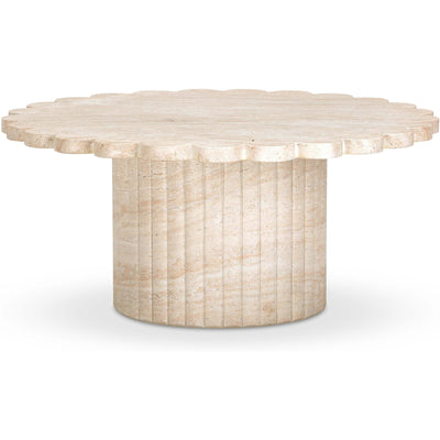 TOV Furniture Blossom Washed Faux Travertine Finish Indoor/Outdoor Round Coffee Table