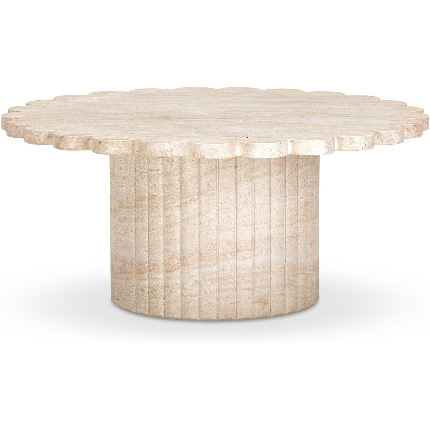 TOV Furniture Blossom Washed Faux Travertine Finish Indoor/Outdoor Round Coffee Table