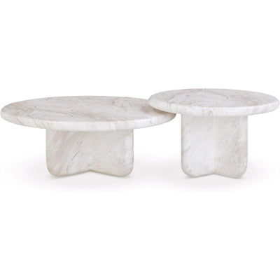 TOV Furniture Juju 2-Piece Faux Marble Indoor/Outdoor Nesting Coffee Table Set