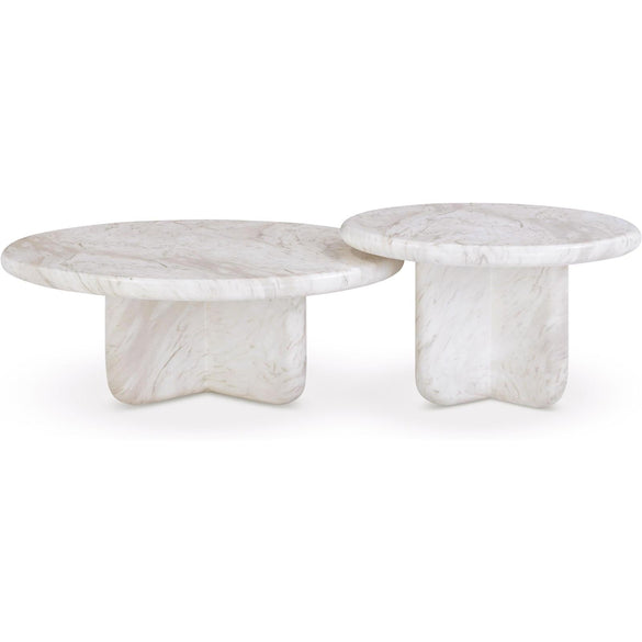 TOV Furniture Juju 2-Piece Faux Marble Indoor/Outdoor Nesting Coffee Table Set