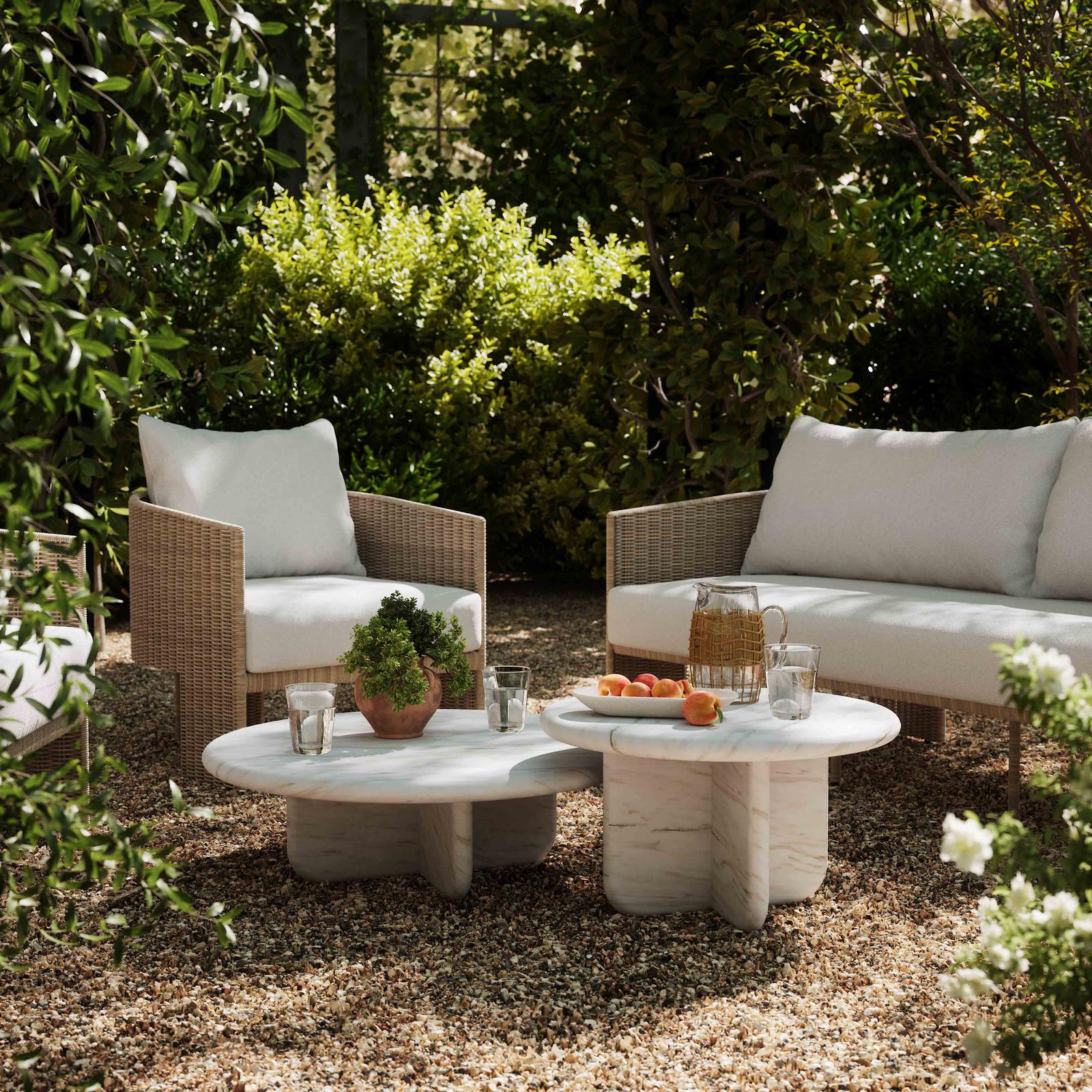 TOV Furniture Juju 2-Piece Faux Marble Indoor/Outdoor Nesting Coffee Table Set