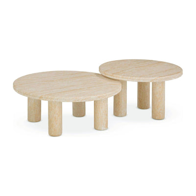 TOV Furniture Amora 2-Piece Faux Travertine Indoor/Outdoor Nesting Accent Table Set