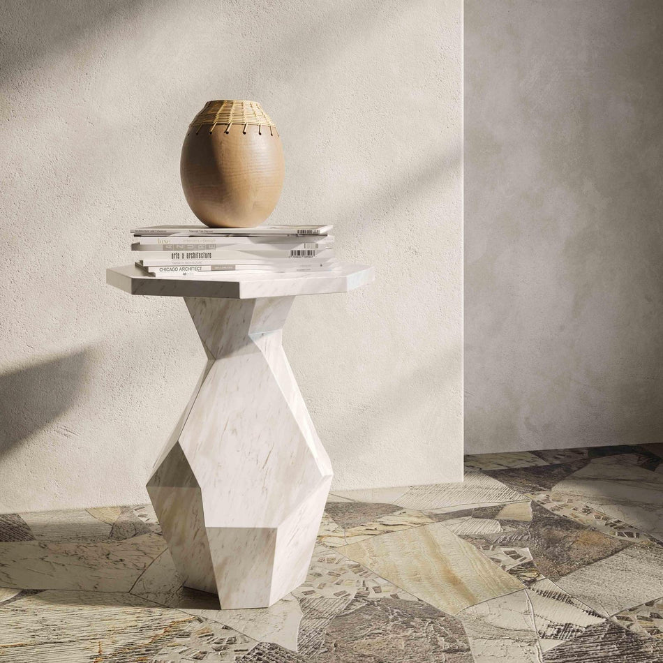 TOV Furniture Esme Faux Marble Indoor/Outdoor Round Side Table