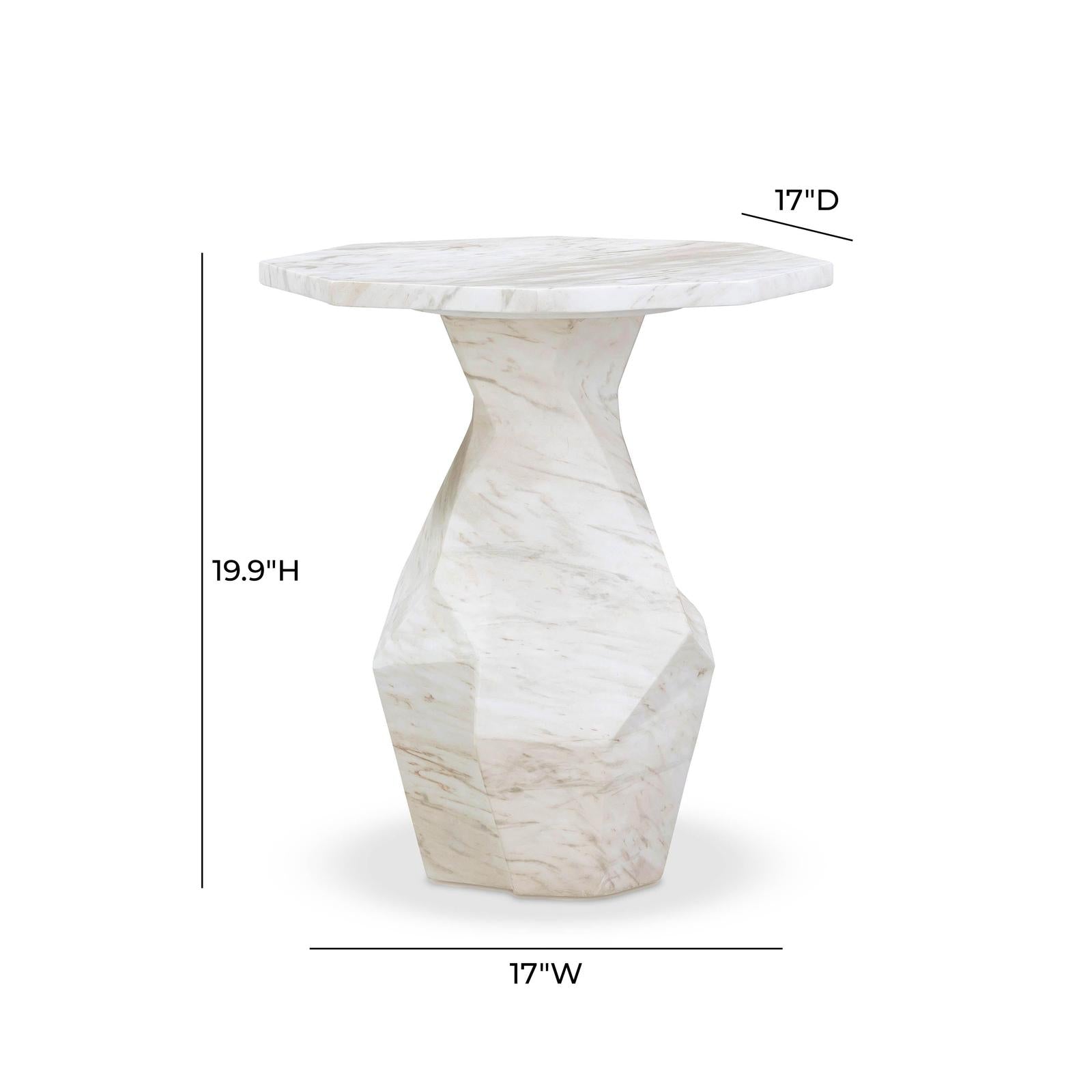 TOV Furniture Esme Faux Marble Indoor/Outdoor Round Side Table