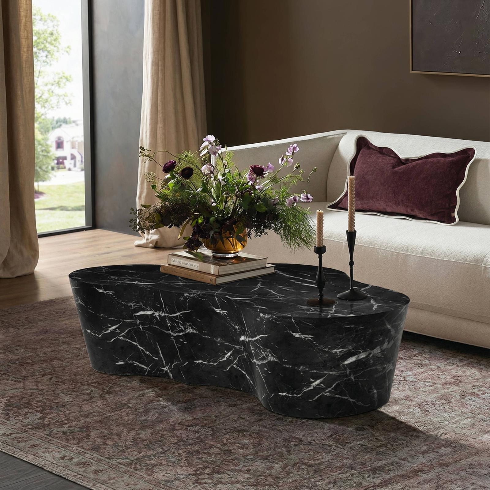 TOV Furniture Slab Black Concrete Indoor/Outdoor Coffee Table