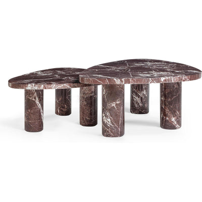 TOV Furniture Libby 2-Piece Faux Red Levanto Marble Indoor/Outdoor Nesting Coffee Table Set