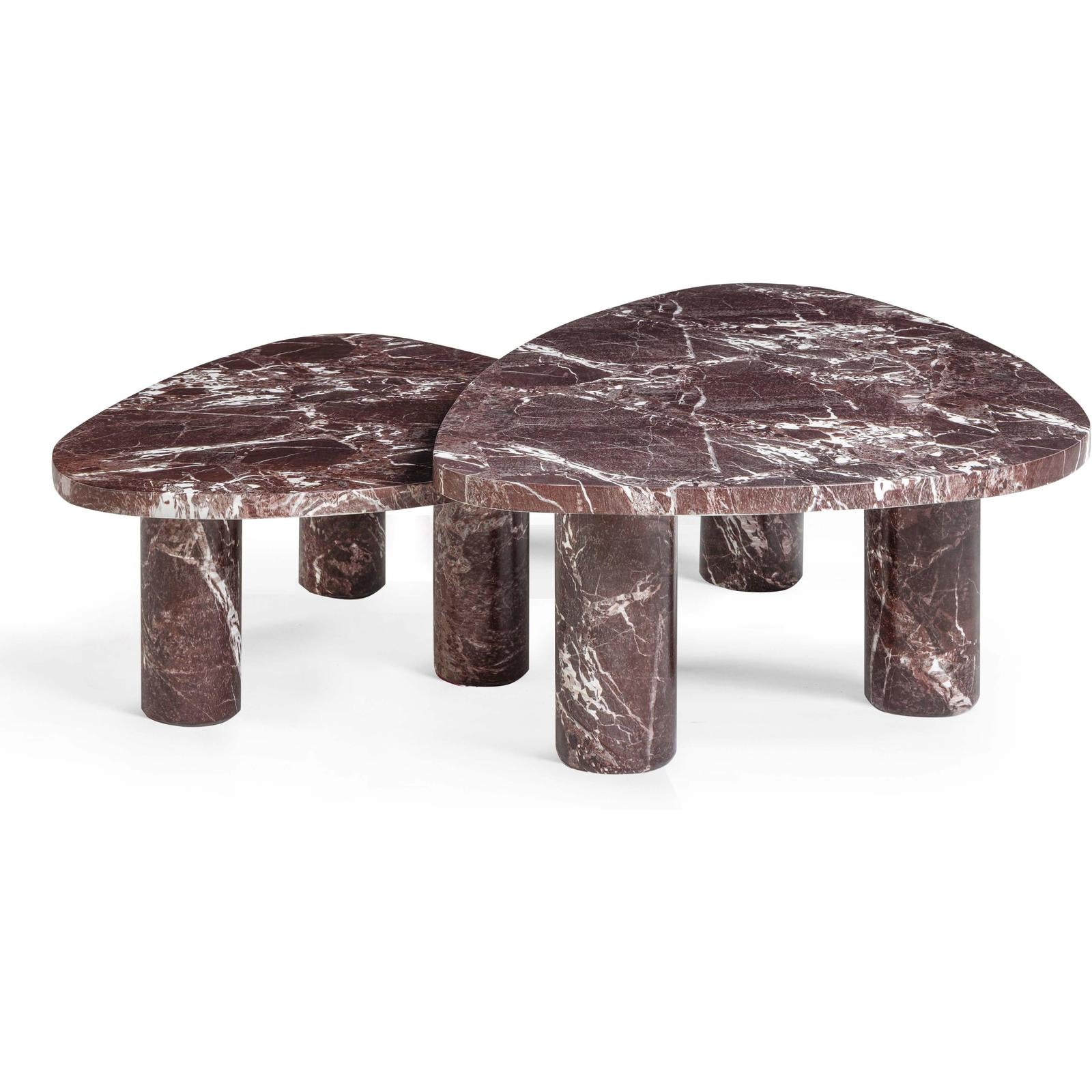 TOV Furniture Libby 2-Piece Faux Red Levanto Marble Indoor/Outdoor Nesting Coffee Table Set