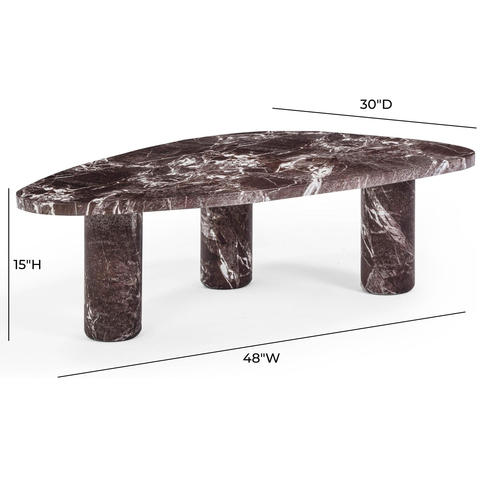 TOV Furniture Libby Faux Red Levanto Marble Indoor/Outdoor Coffee Table 