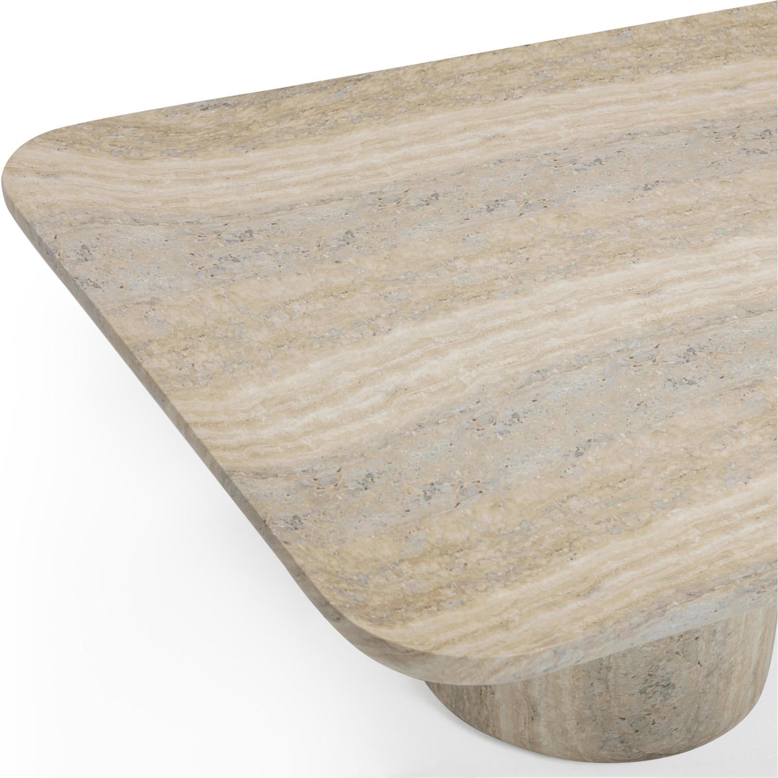 TOV Furniture Tyche Faux Travertine Indoor/Outdoor Concrete Rectangular Coffee Table