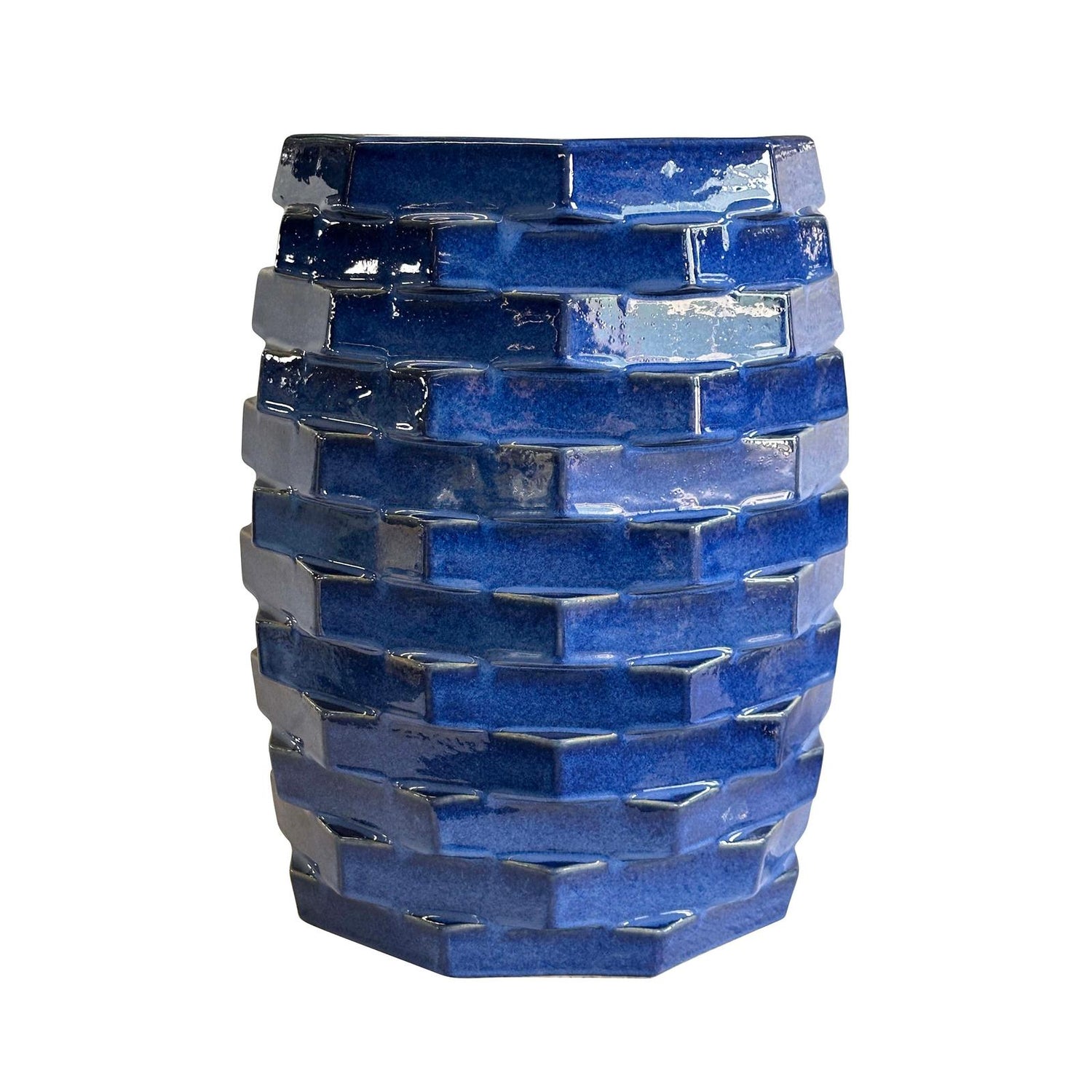 TOV Furniture Trax Azul Blue Indoor/Outdoor Ceramic Side Table