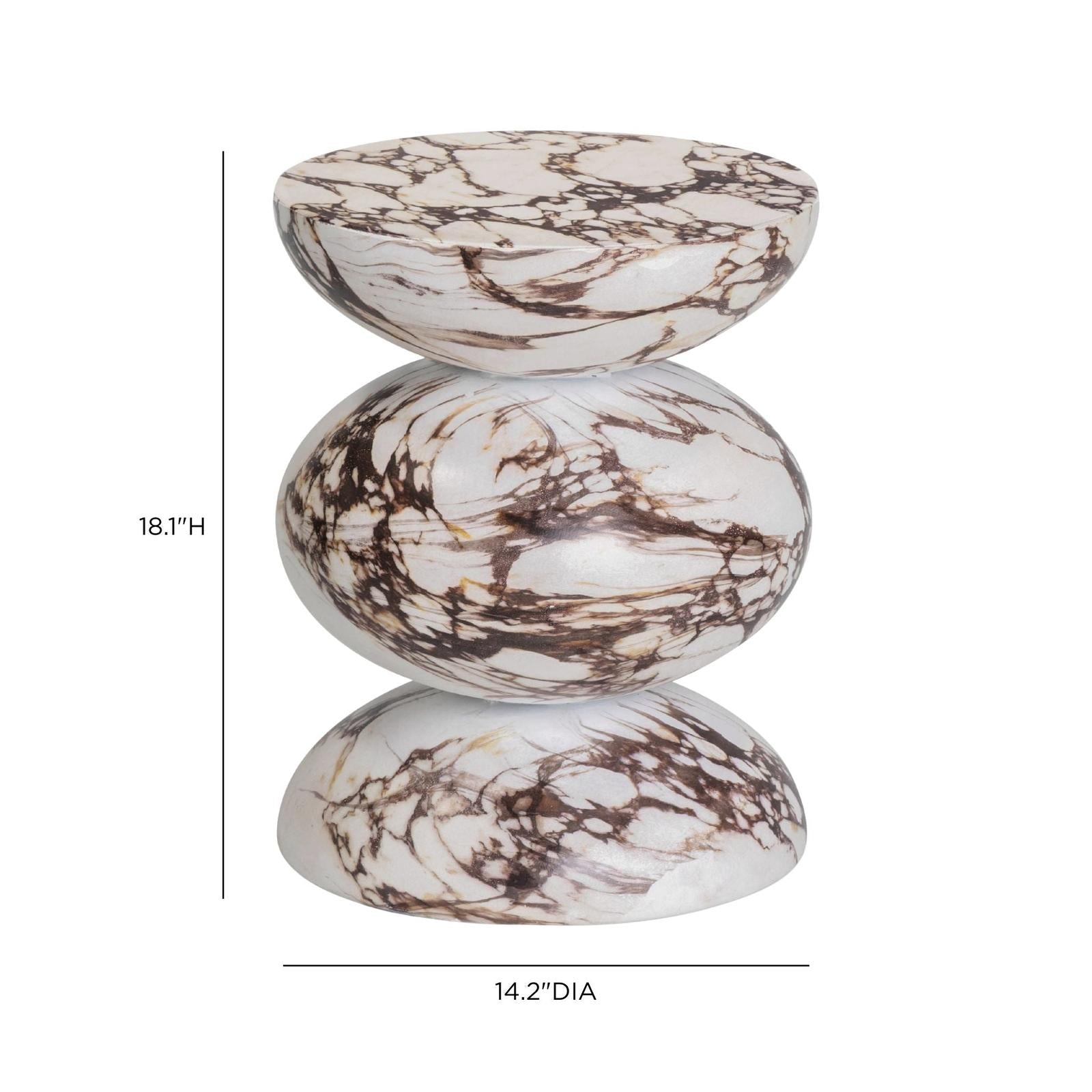 TOV Furniture Pia Red Faux Marble Indoor/Outdoor Concrete Side Table