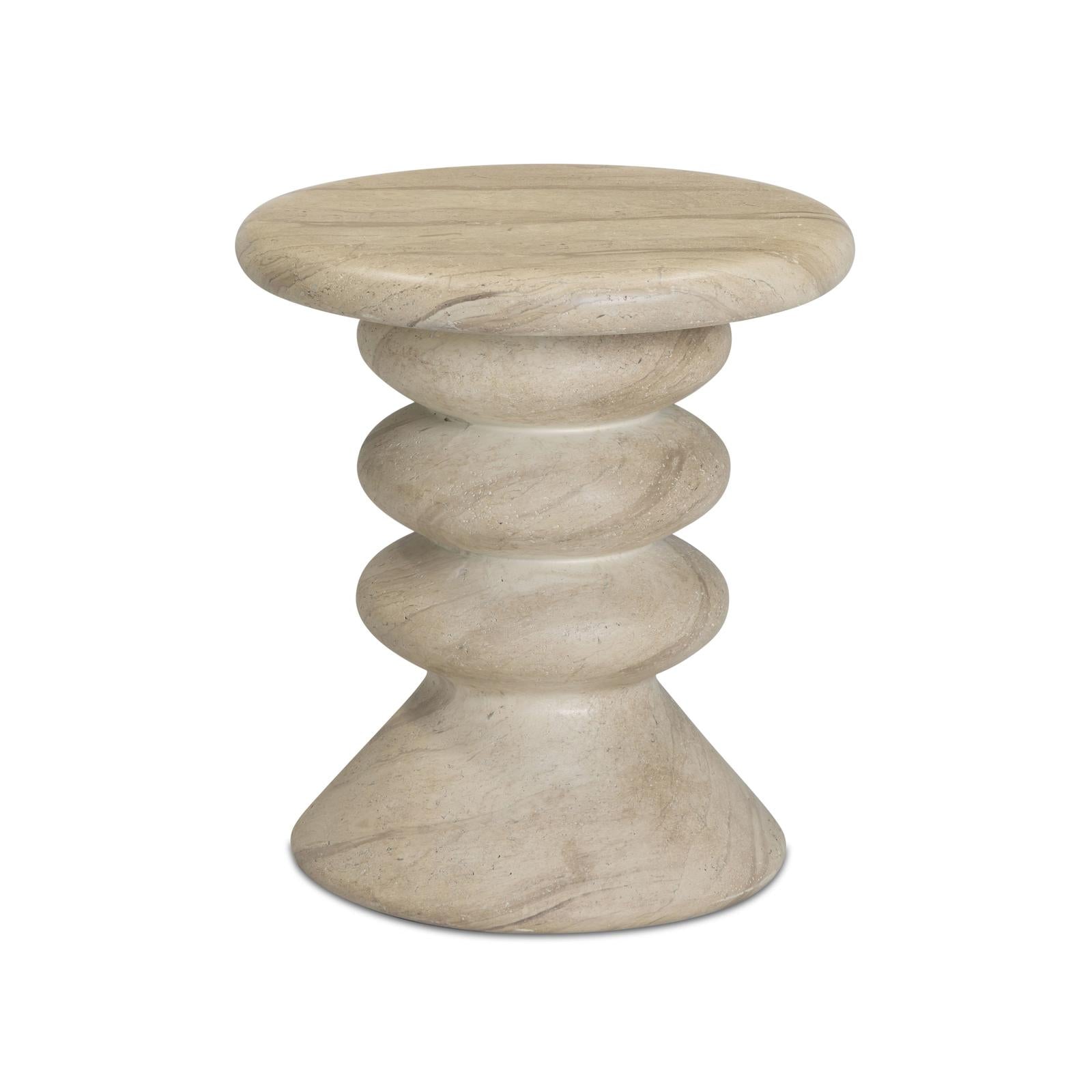 TOV Furniture Hyre Faux Travertine Indoor/Outdoor Concrete Side Table