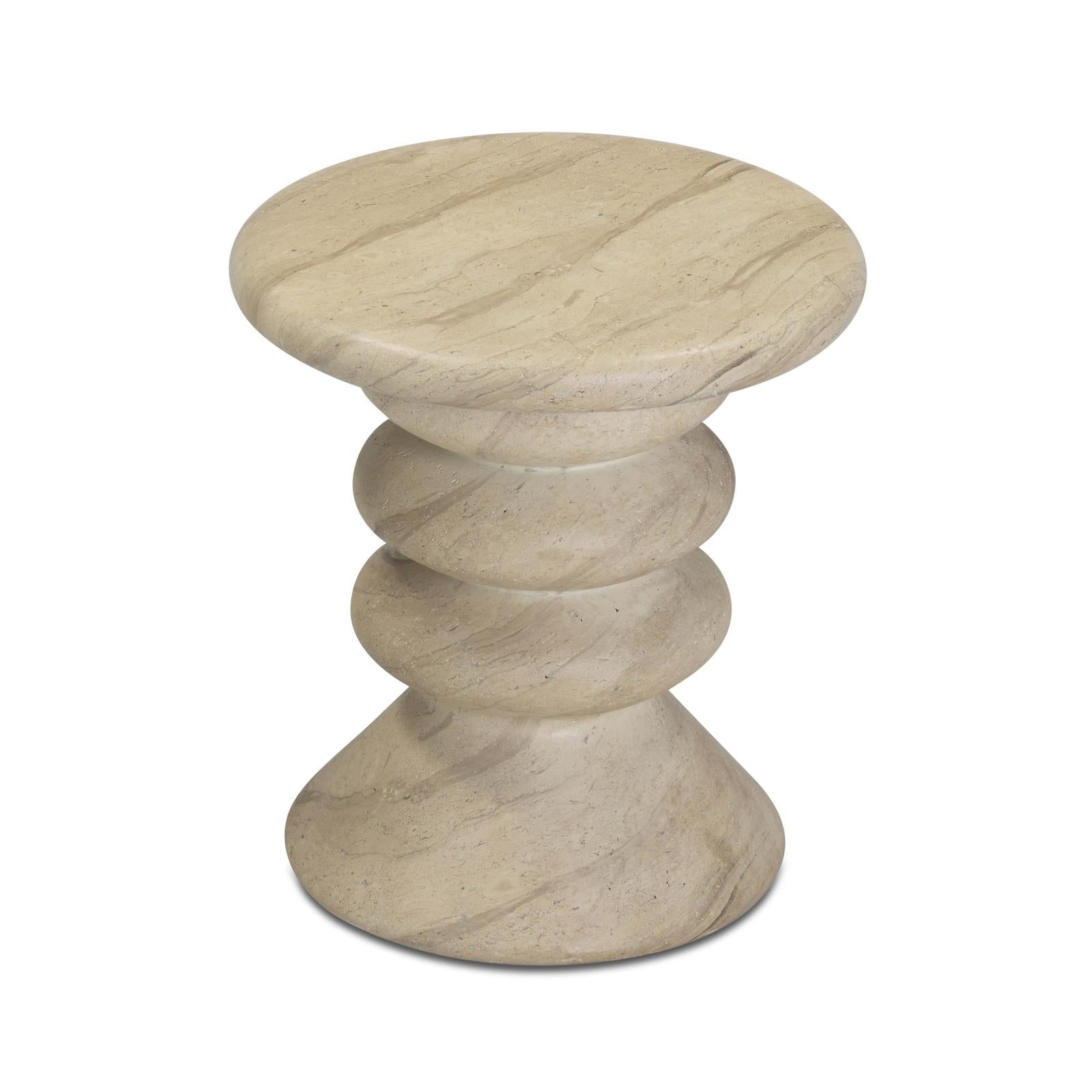 TOV Furniture Hyre Faux Travertine Indoor/Outdoor Concrete Side Table