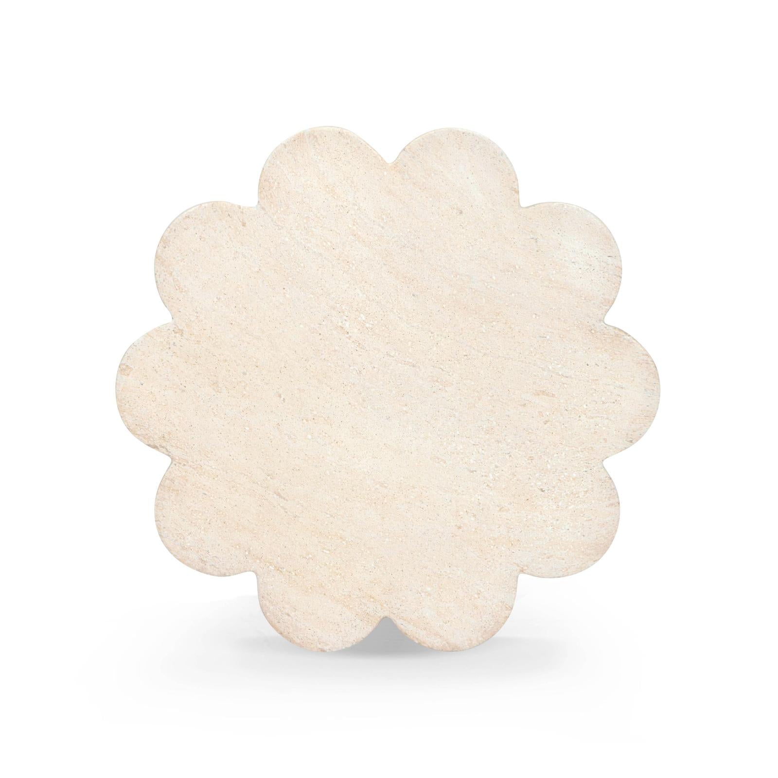 TOV Furniture Blossom Washed Faux Travertine Indoor/Outdoor Concrete Side Table