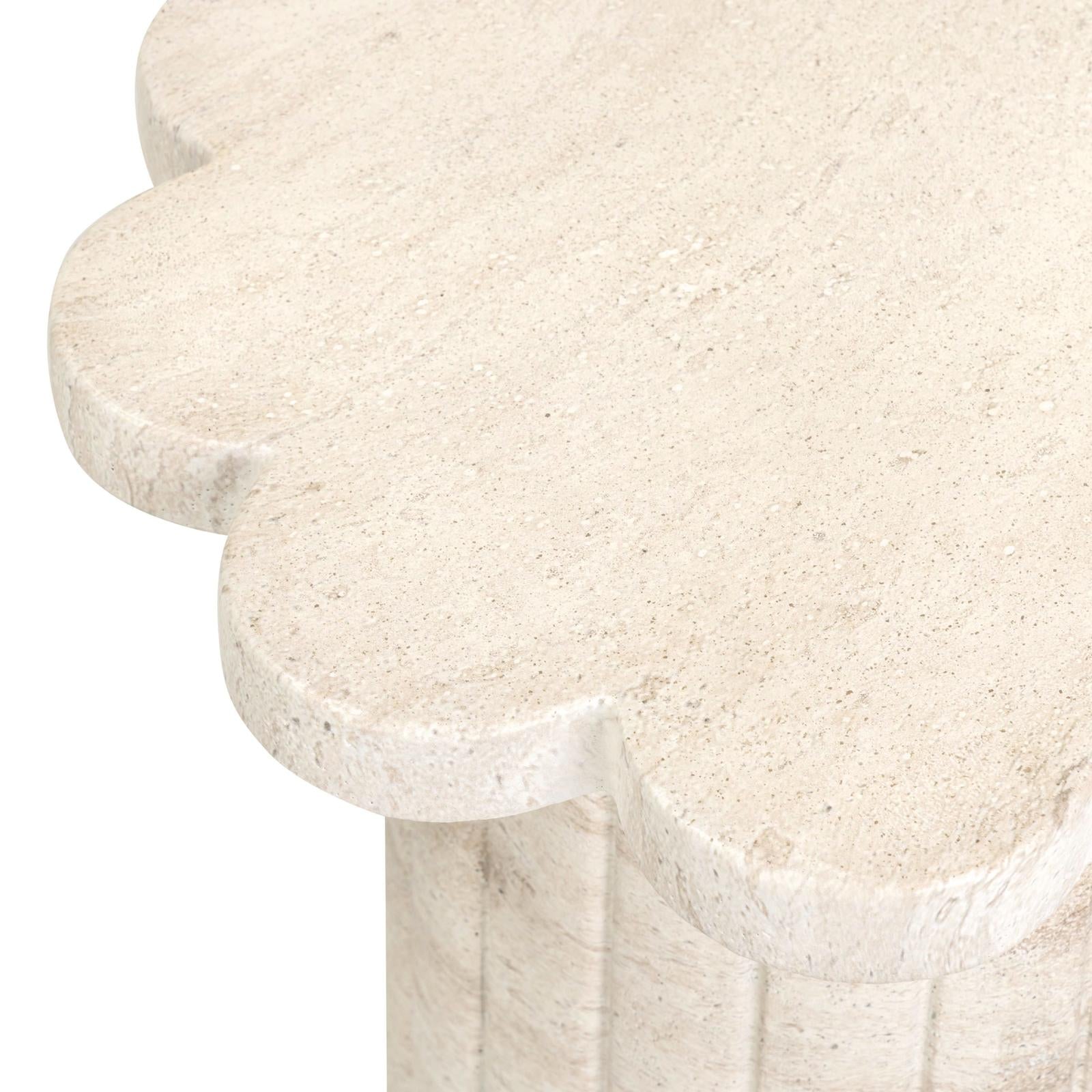 TOV Furniture Blossom Washed Faux Travertine Indoor/Outdoor Concrete Side Table