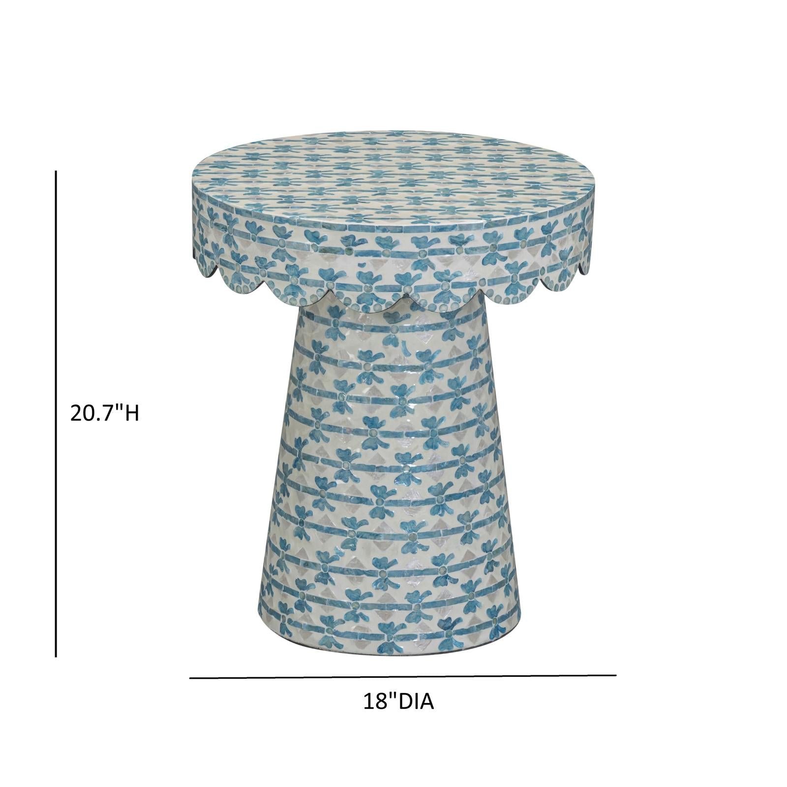 TOV Furniture Lady Blue Ribbon Capiz Shell Round Side Table