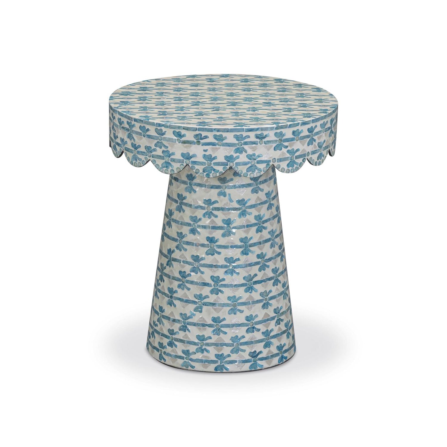 TOV Furniture Lady Blue Ribbon Capiz Shell Round Side Table