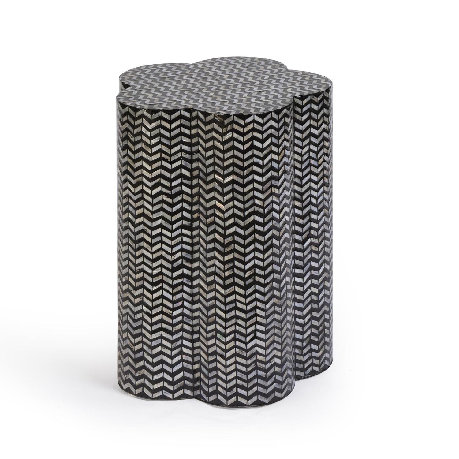 TOV Furniture Truffle Black Mother of Pearl Shell Side Table