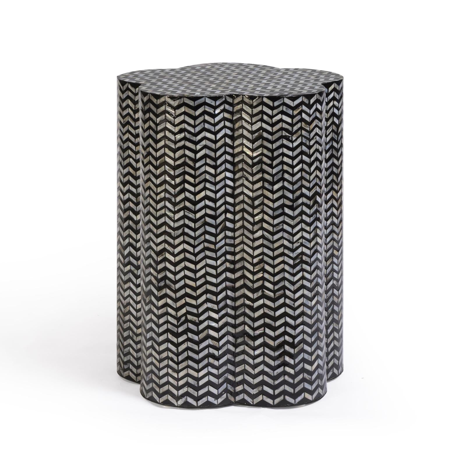 TOV Furniture Truffle Black Mother of Pearl Shell Side Table