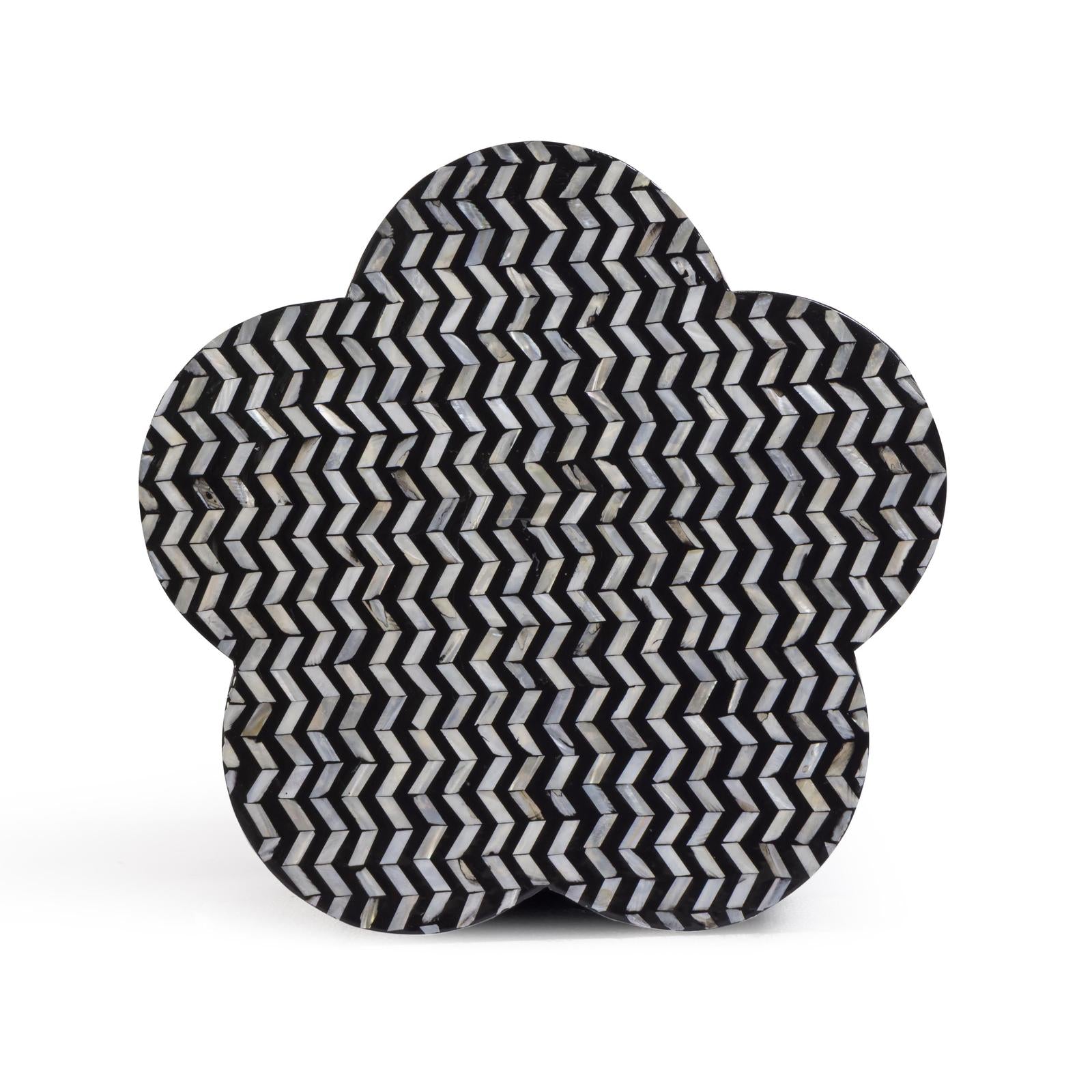 TOV Furniture Truffle Black Mother of Pearl Shell Side Table