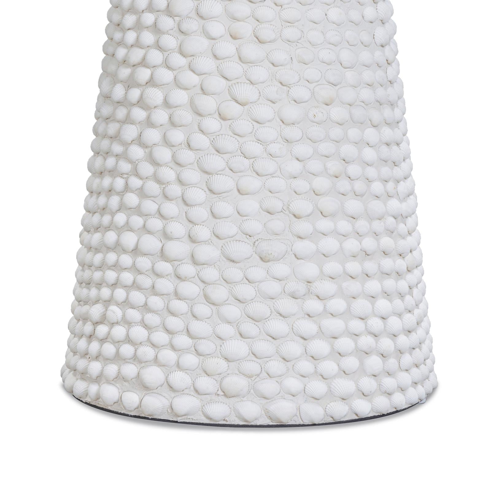 TOV Furniture Coast Pearl White Seashell Round Side Table