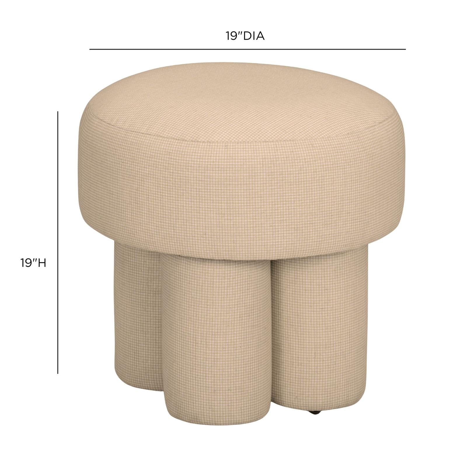 TOV Furniture Masha Yellow Gingham Performance Linen Accent Stool