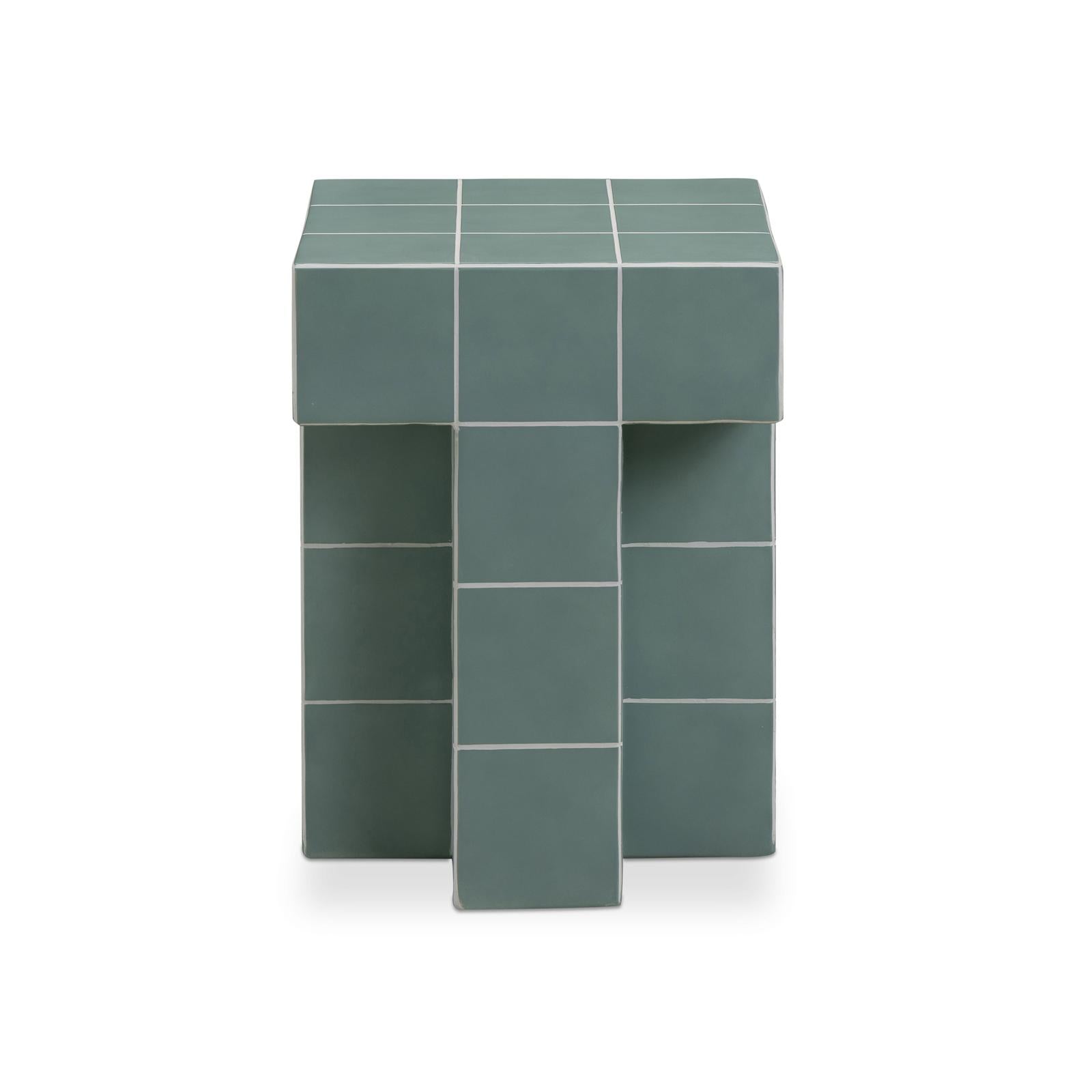 TOV Furniture Alma Tile Concrete Indoor/Outdoor Side Table