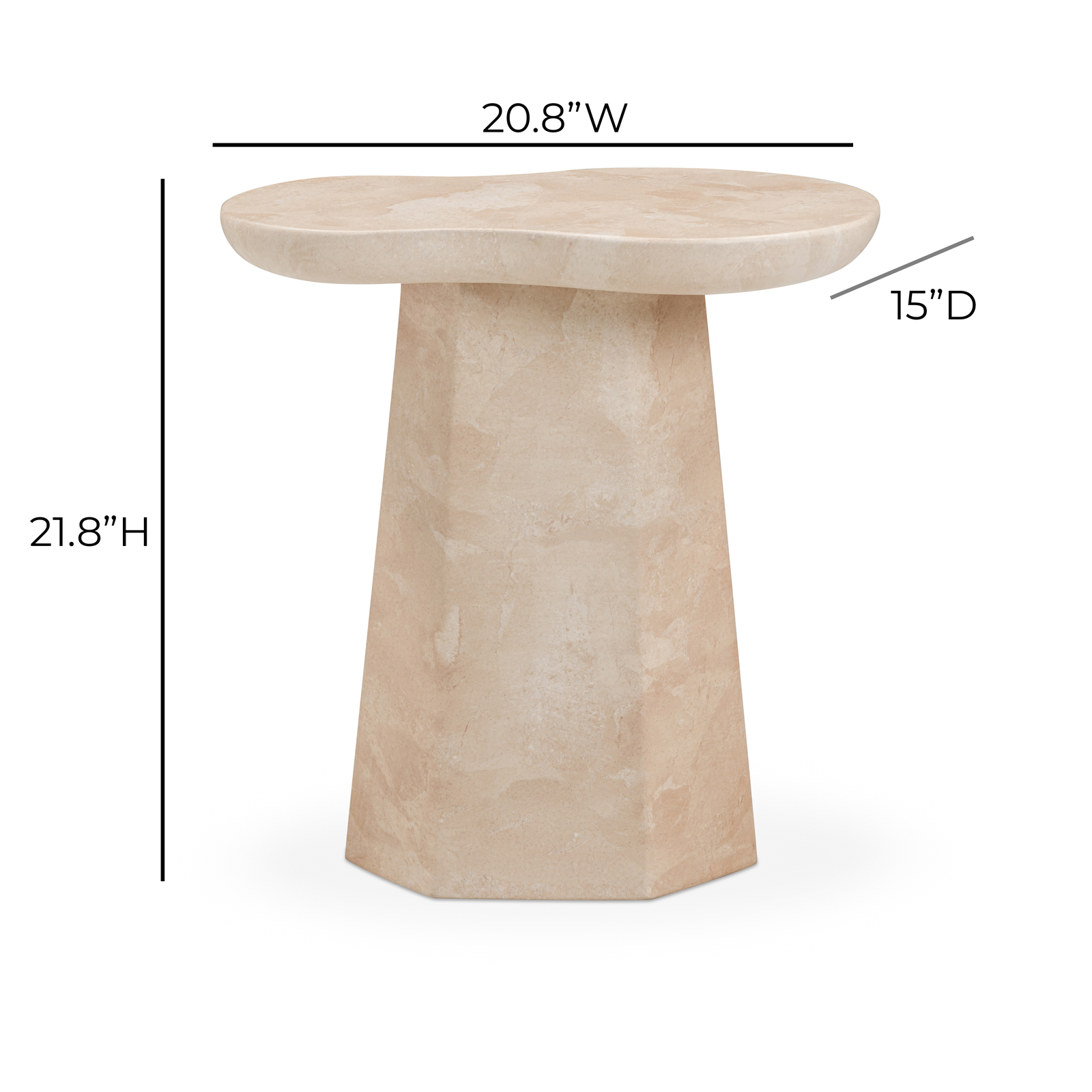 TOV Furniture Zaya Rose Faux Marble Indoor/Outdoor Concrete Side Table
