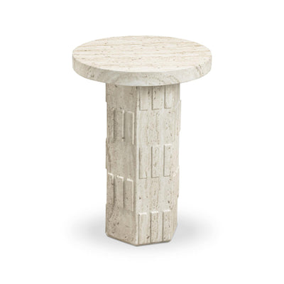TOV Furniture Asta Faux Travertine Indoor/Outdoor Concrete Side Table