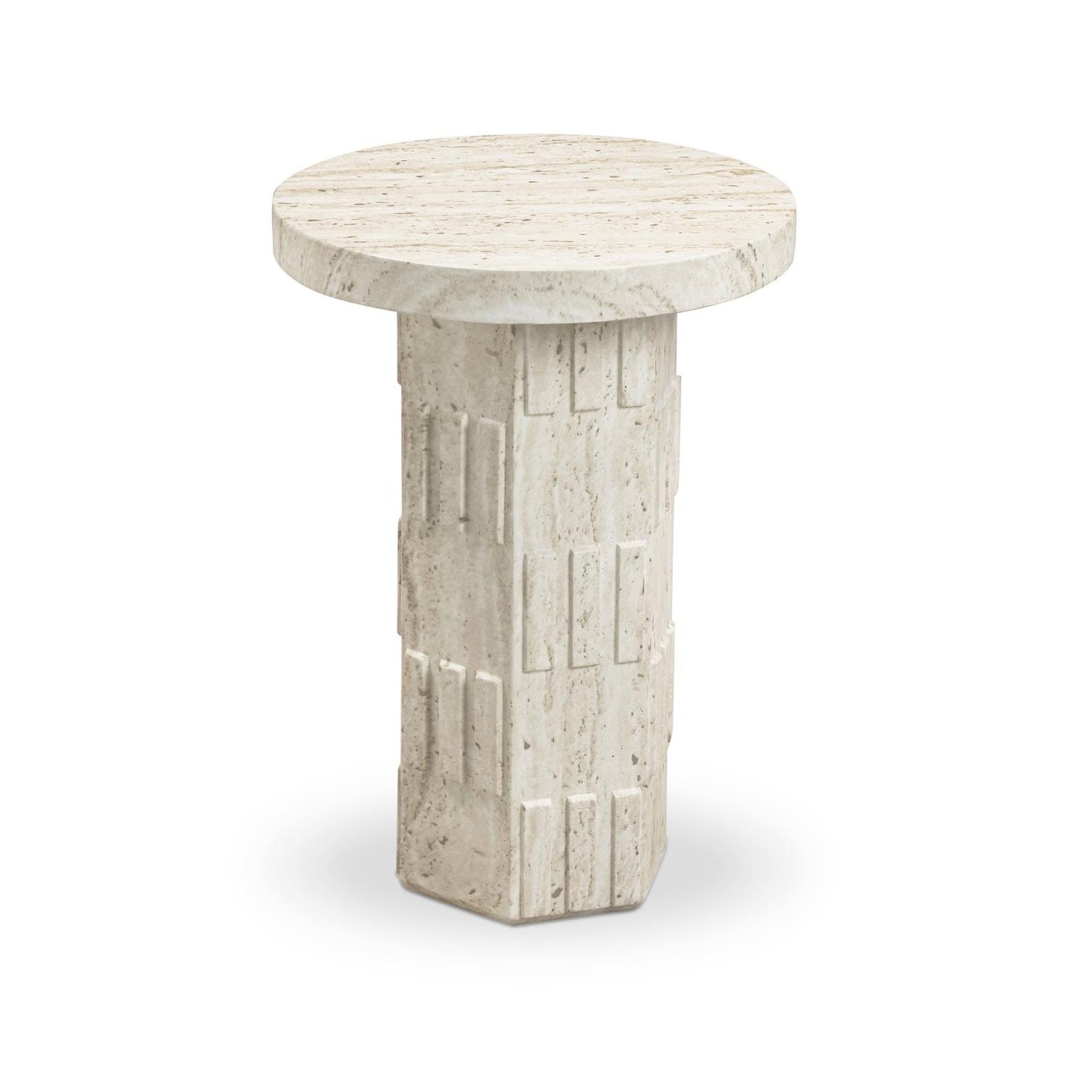 TOV Furniture Asta Faux Travertine Indoor/Outdoor Concrete Side Table