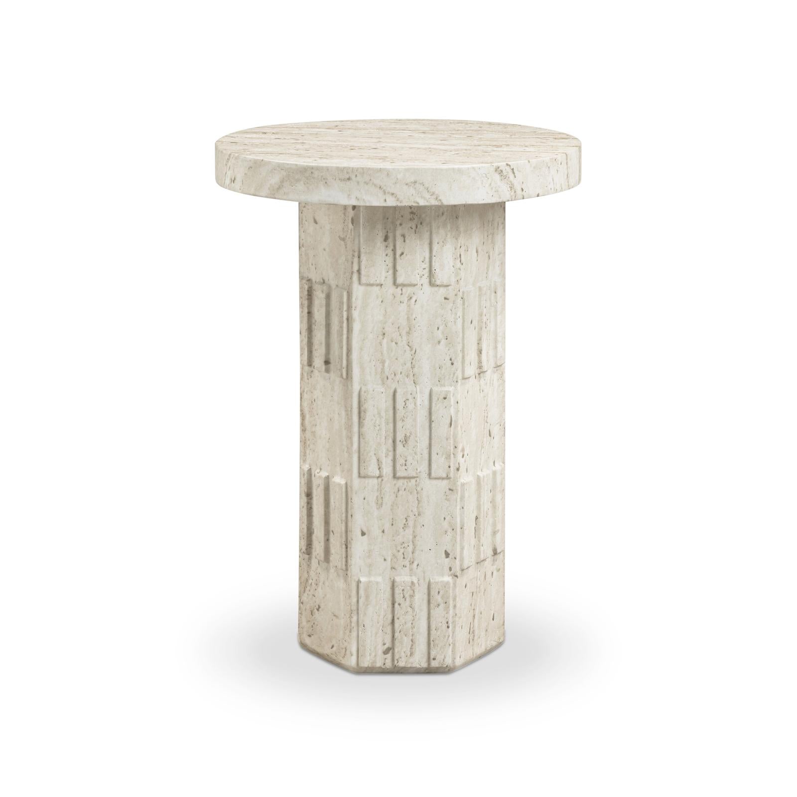 TOV Furniture Asta Faux Travertine Indoor/Outdoor Concrete Side Table