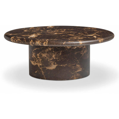 TOV Furniture Byron Dark Brown Faux Marble Indoor/Outdoor Concrete Round Coffee Table