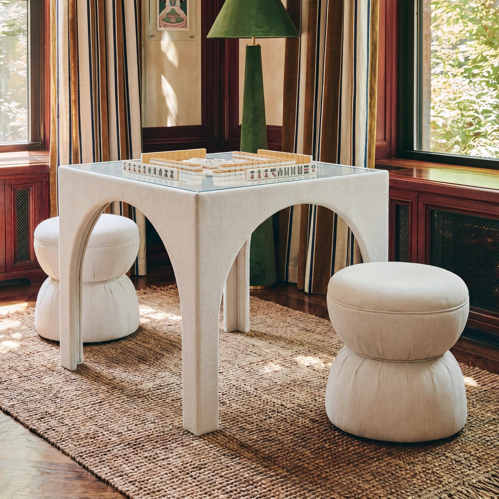 TOV Furniture Tomlin Ruched Performance Fabric Game Ottoman