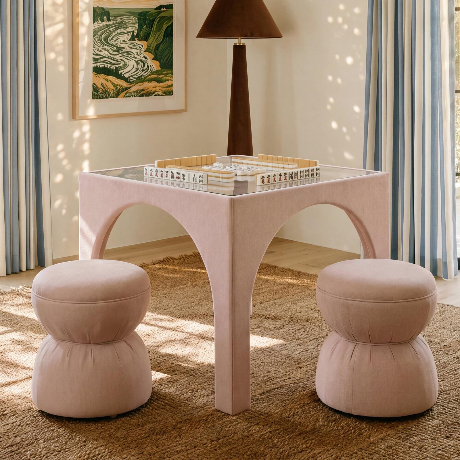 TOV Furniture Tomlin Ruched Performance Fabric Game Ottoman