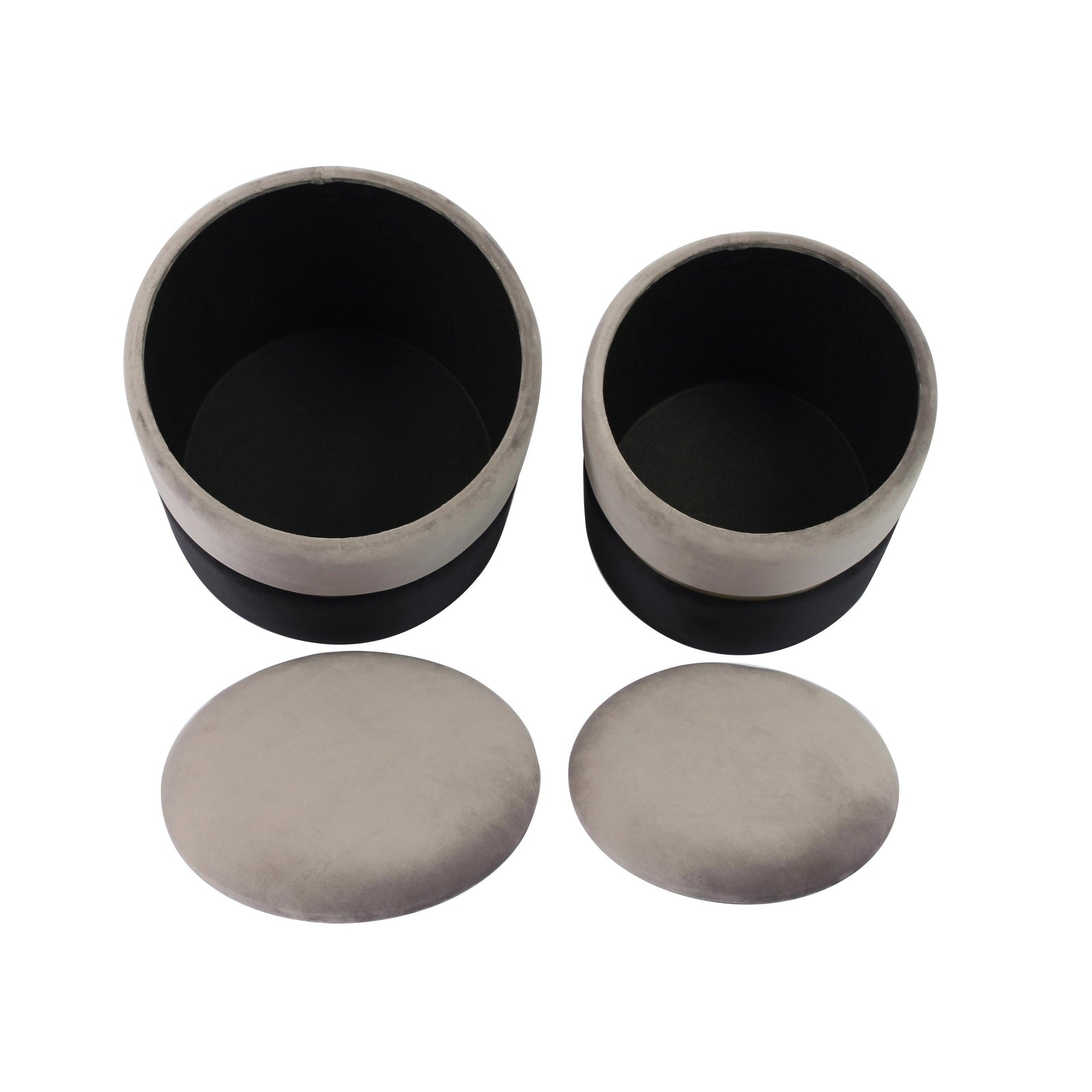 TOV Furniture Gigi Grey Velvet Storage Ottomans - Set of 2