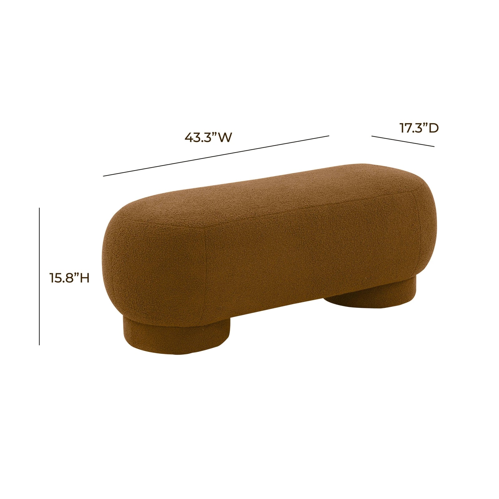 TOV Furniture Mara Cinnamon Brown Vegan Shearling Ottoman