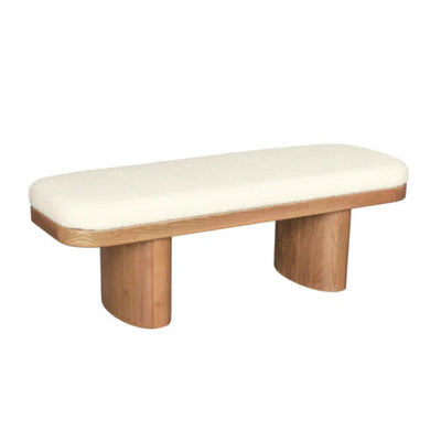 TOV Furniture Ollie White Boucle Wooden Bench