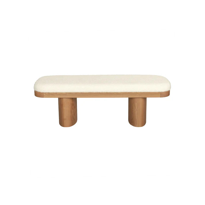 TOV Furniture Ollie White Boucle Wooden Bench