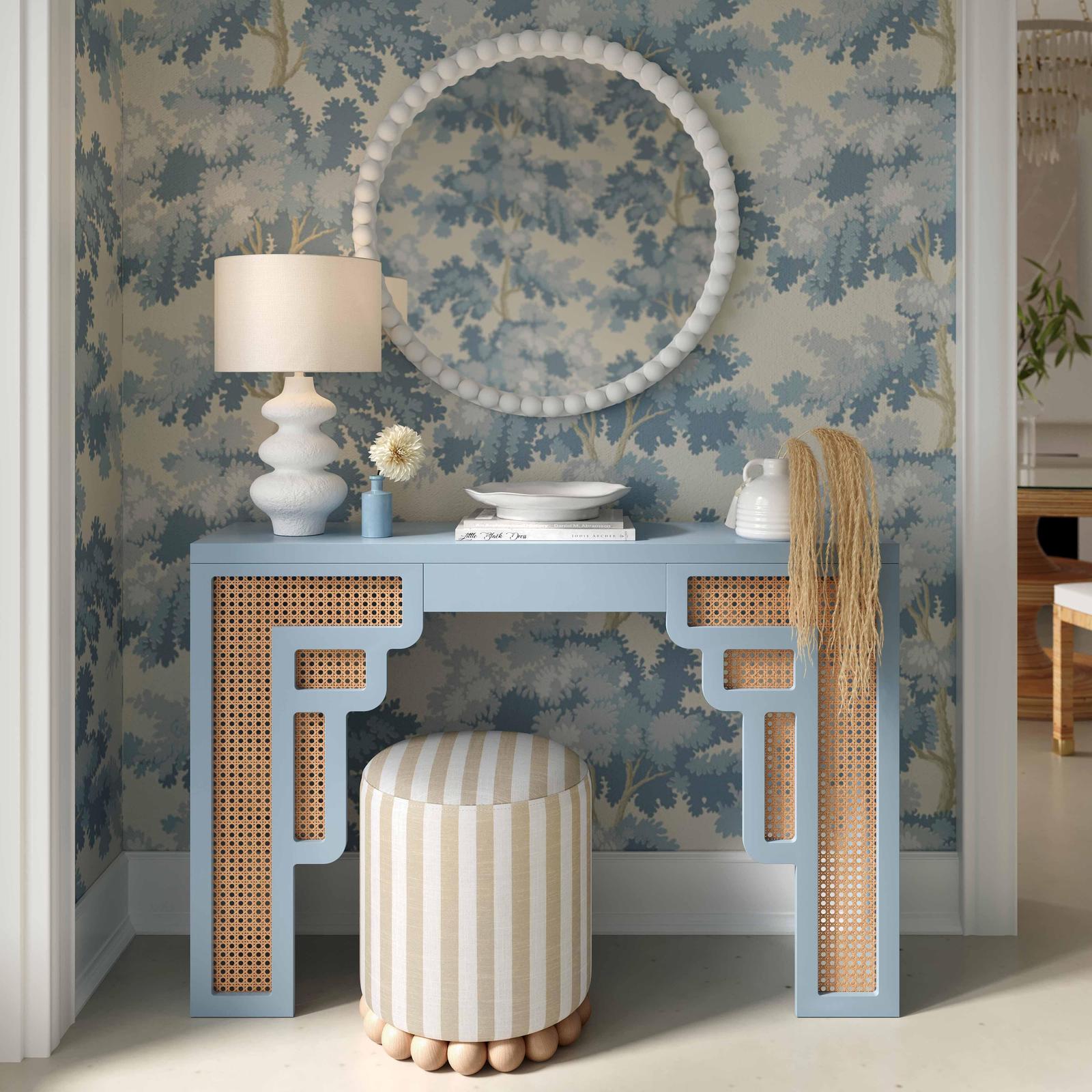 TOV Furniture Dex Striped Linen Ottoman
