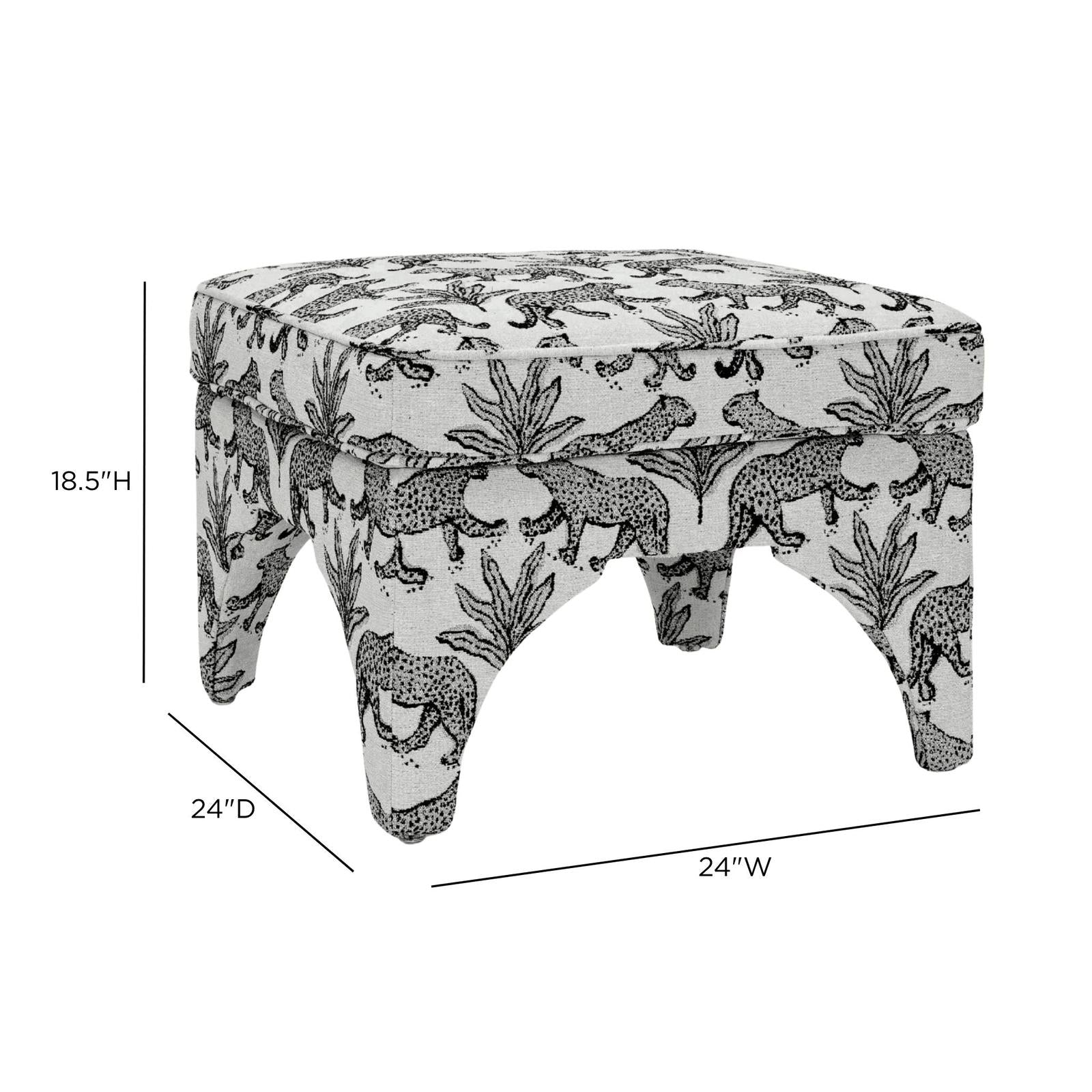 TOV Furniture Raji Leopard Performance Jacquard Ottoman